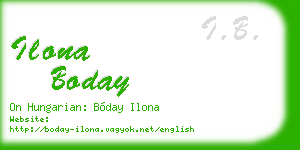 ilona boday business card